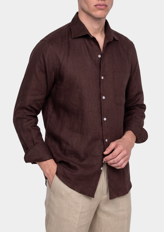 Amalfi Coastal Shirt - Dark Brown | Castielli