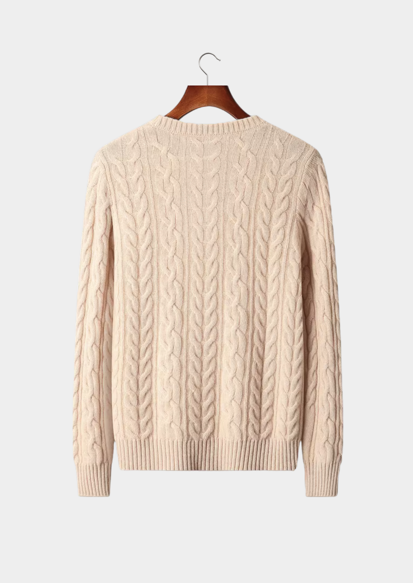 Pure Extra-Fine Merino Wool Cable Knit Crewneck | Castielli