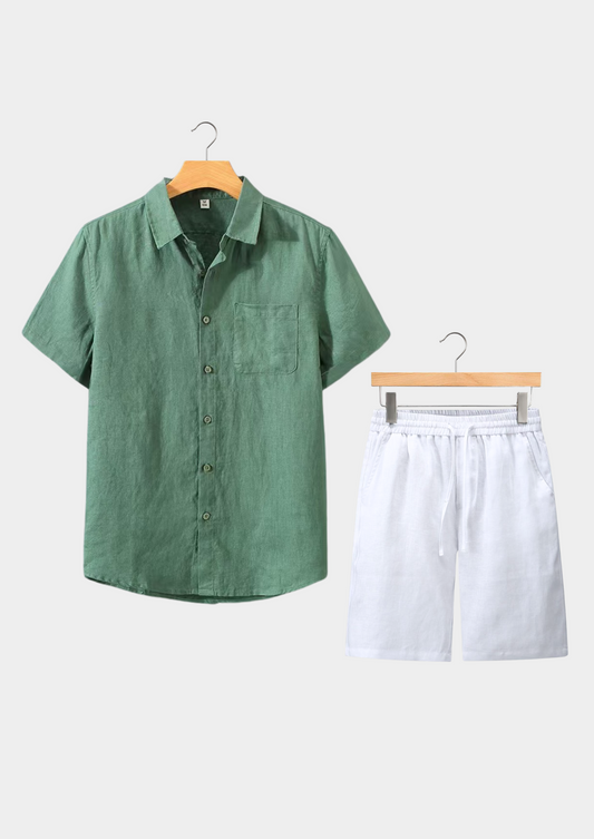 Dolcevita Shortsleeve Summer Set - Green/white | Castielli
