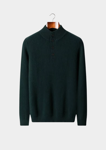Pure Extra-Fine Merino Wool Ribbed Henley Sweater | Castielli