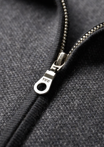 Premium Cashmere Jacquard Zip Cardigan | Castielli