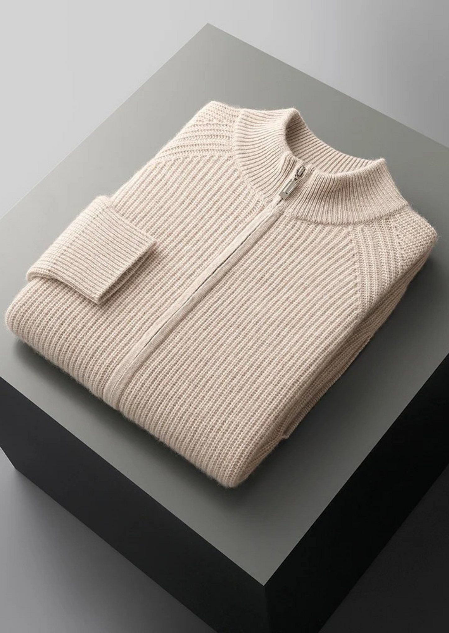 Premium Cashmere Ribbed Cardigan | Castielli