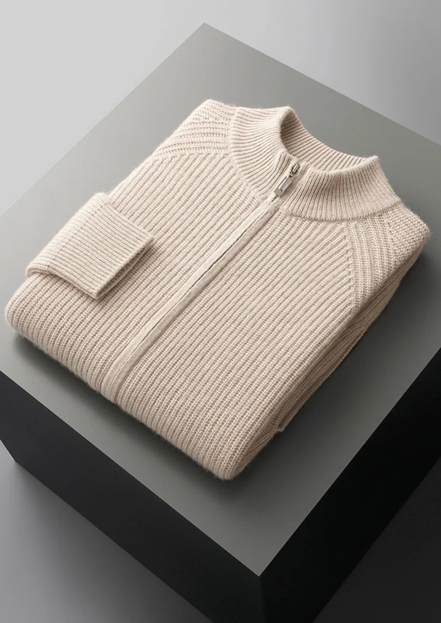Premium Cashmere Ribbed Cardigan | Castielli