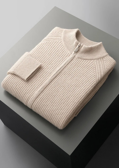 Premium Cashmere Ribbed Cardigan | Castielli