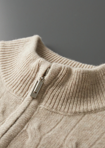 Pure Extra-Fine Merino Wool Cable Half Zip | Castielli