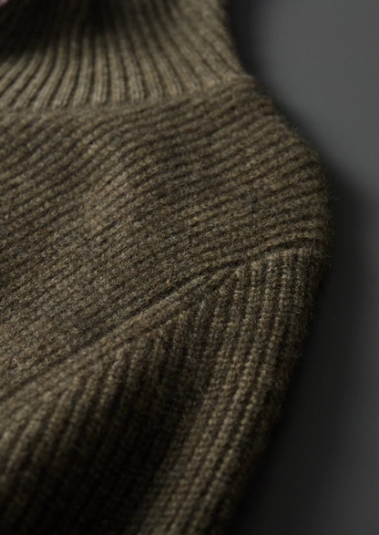 Premium Cashmere Ribbed High Collar Cardigan | Castielli