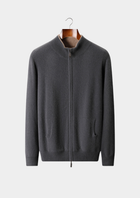 Pure Cashmere Dark Gray Dual Zip Cardigan