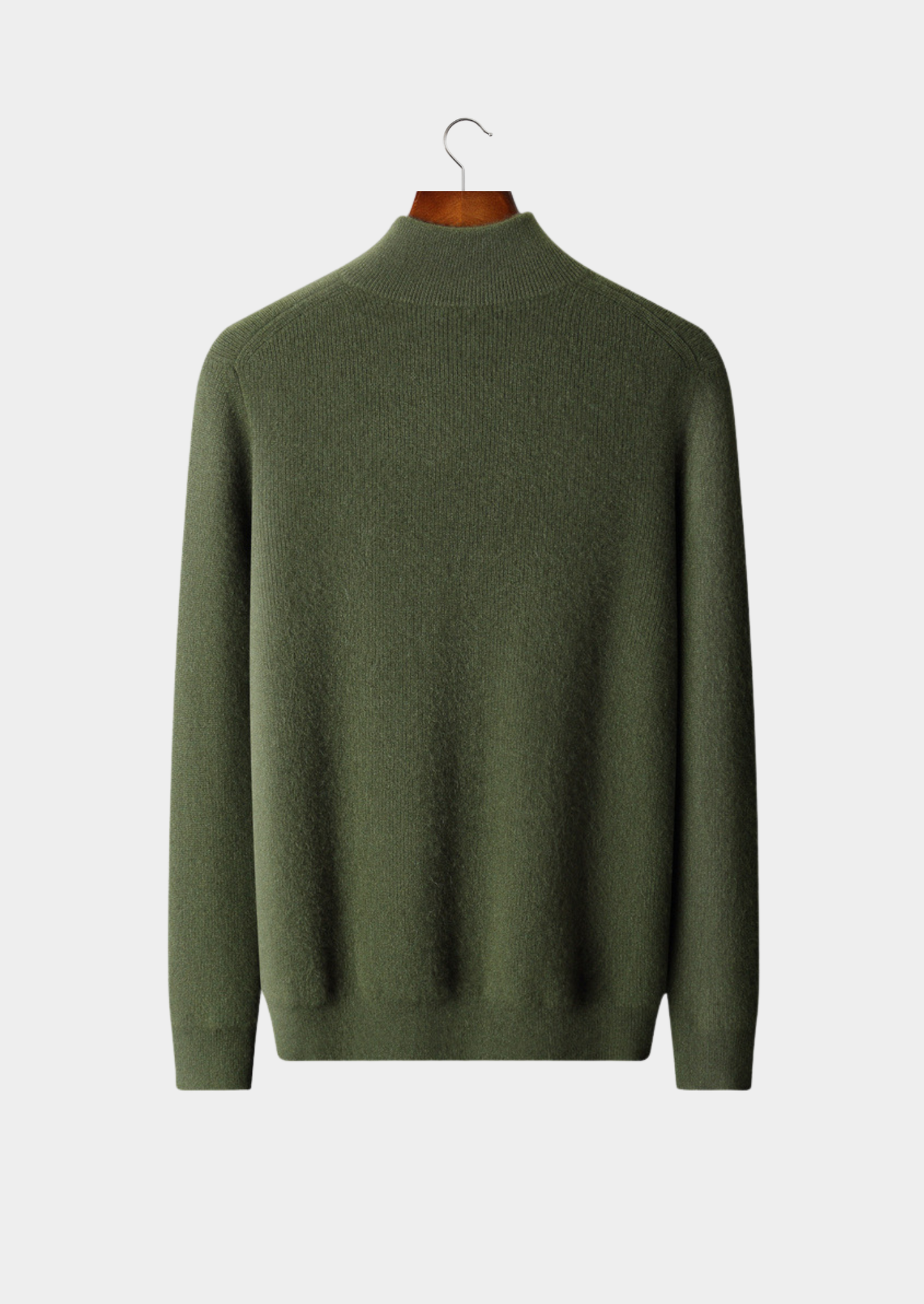 Pure Cashmere Olive Ribbed Half Zip | Castielli