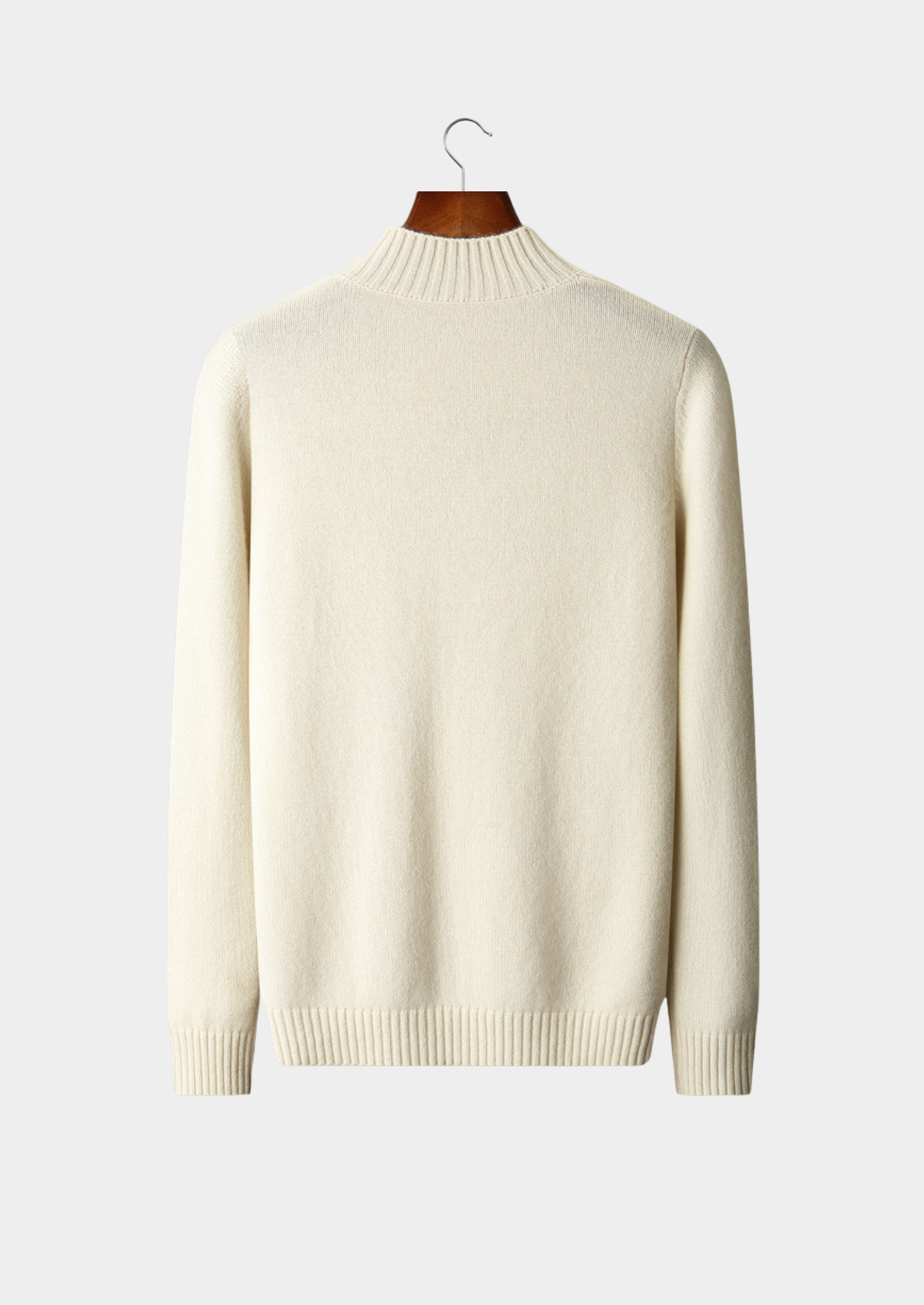 Pure Cashmere Ivory Patterned Mockneck | Castielli