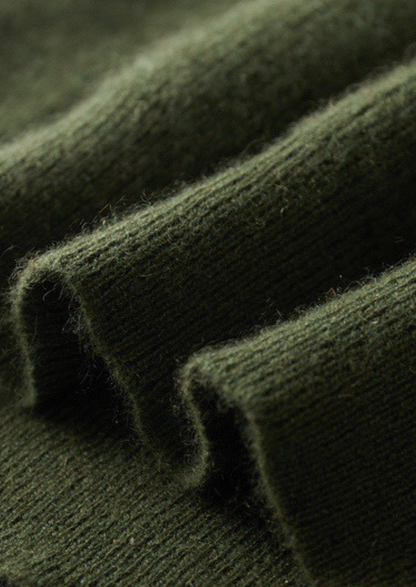 Pure Cashmere Olive Ribbed Half Zip | Castielli