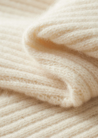 Pure Cashmere Ivory Patterned Mockneck | Castielli