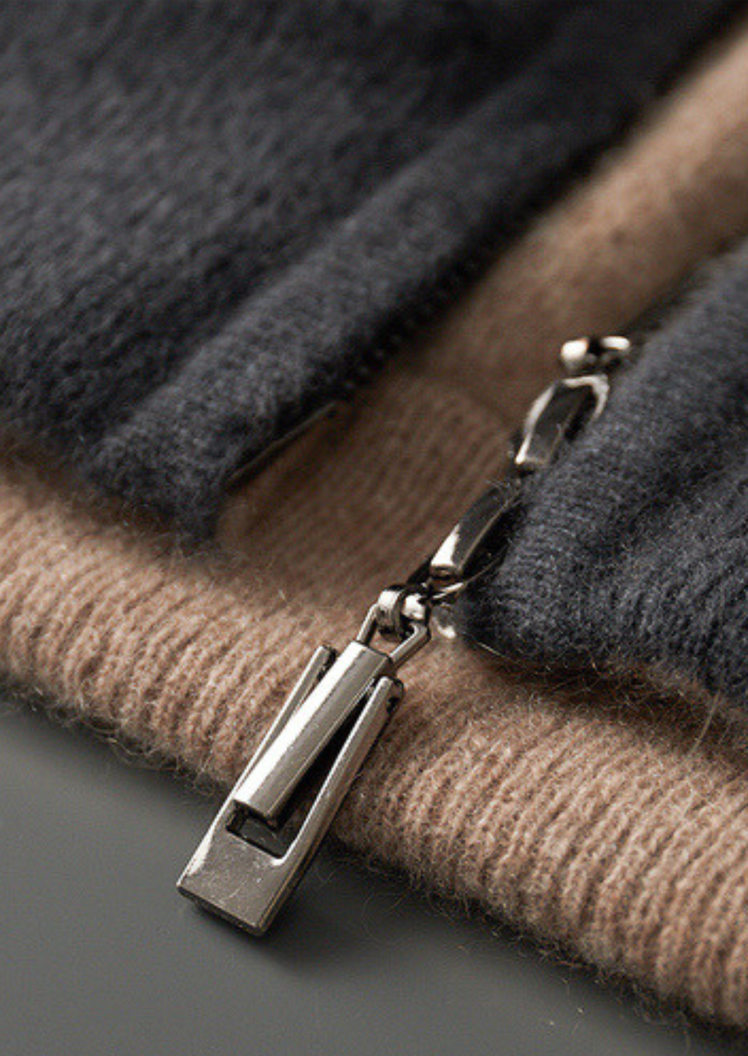 Pure Cashmere Dark Gray Dual Zip Cardigan | Castielli