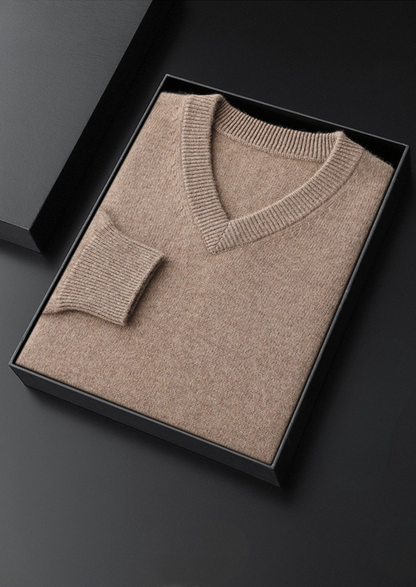 Pure Cashmere Essential V-Neck Sweater | Castielli