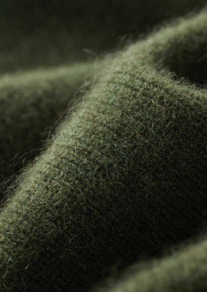 Pure Cashmere Olive Ribbed Half Zip | Castielli