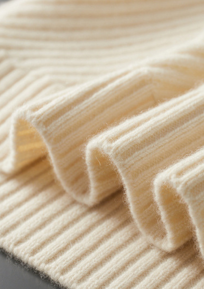 Pure Cashmere Ivory Patterned Mockneck | Castielli
