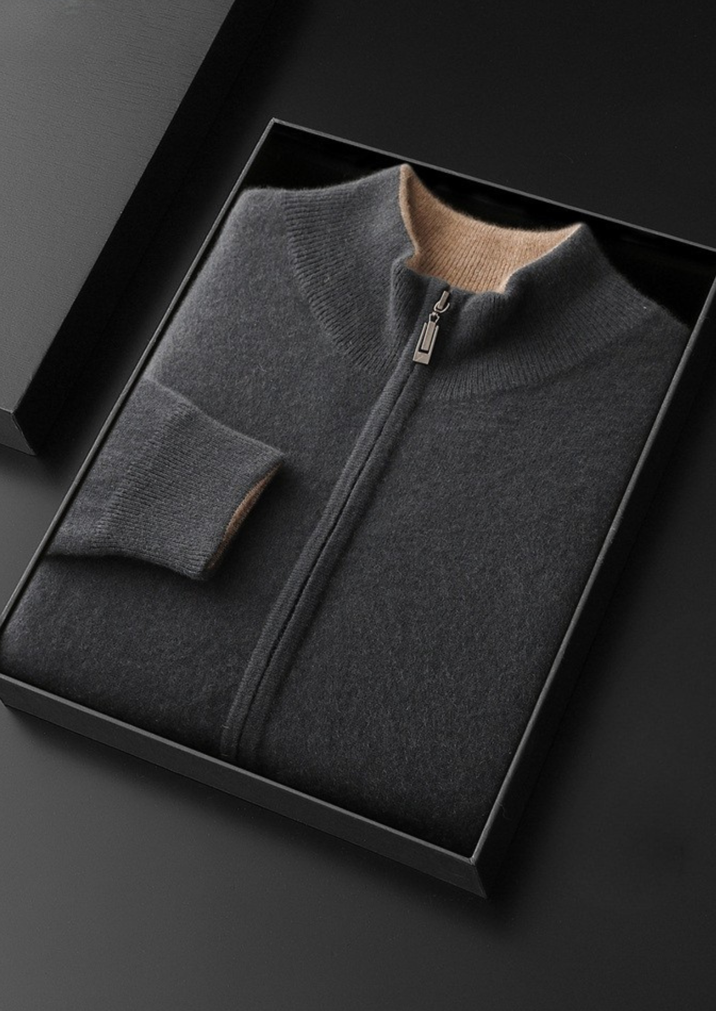 Pure Cashmere Dark Gray Dual Zip Cardigan | Castielli