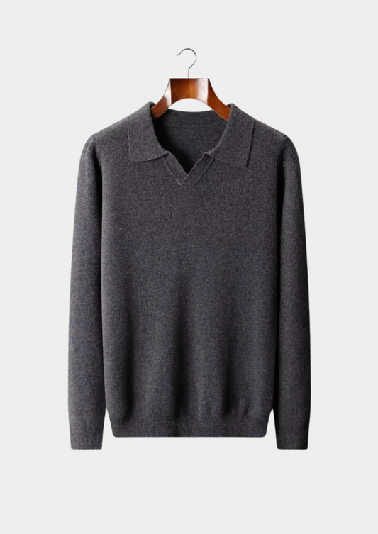 Pure Extra-Fine Merino Wool Ribbed Buttonless Polo | Castielli