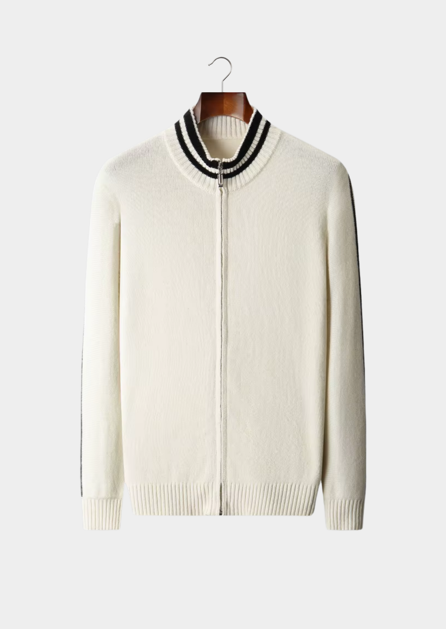 Pure Extra-Fine Merino Wool Two Tone Zip Cardigan | Castielli