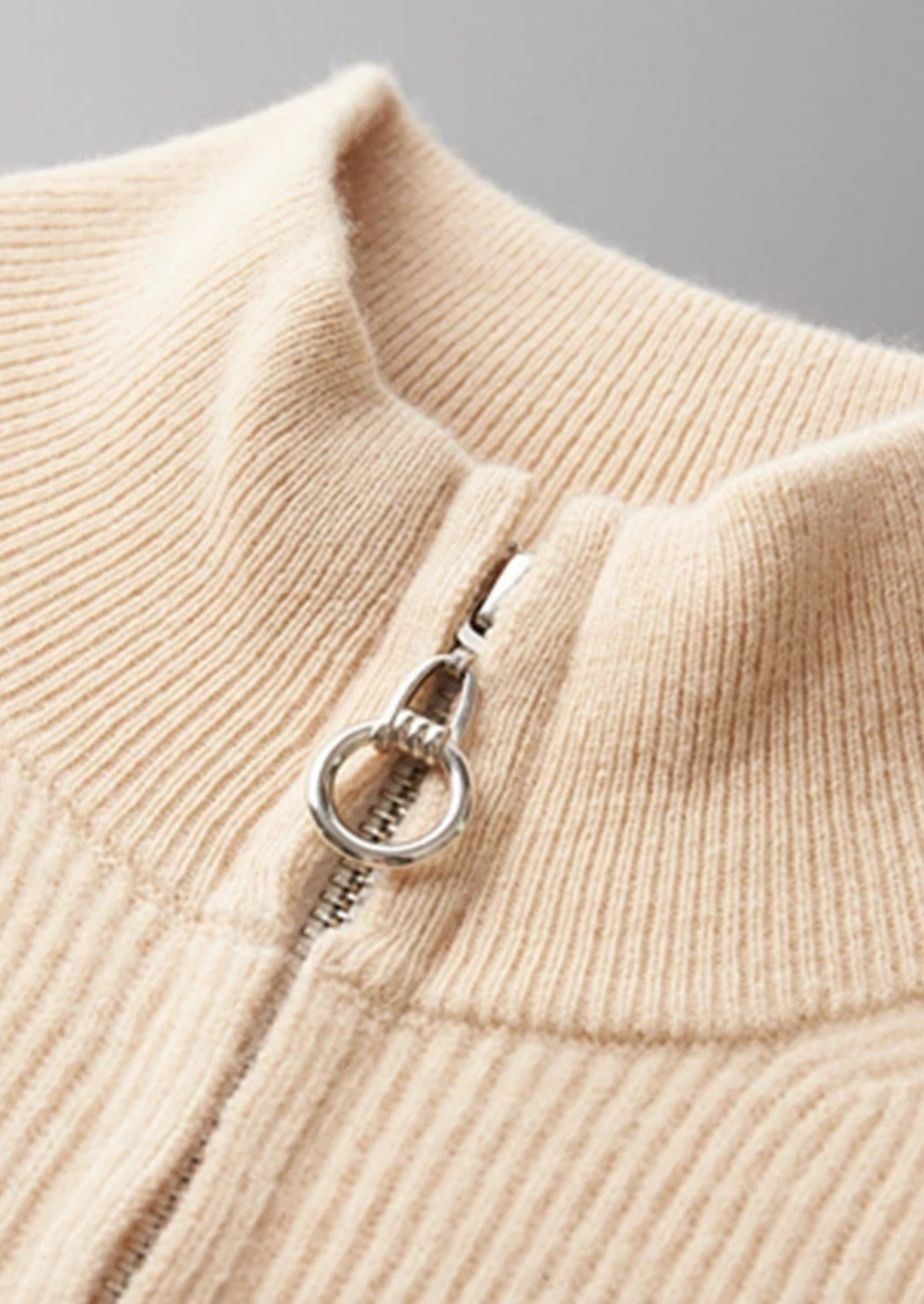 Pure Extra-Fine Merino Wool Ribbed Zip Cardigan | Castielli