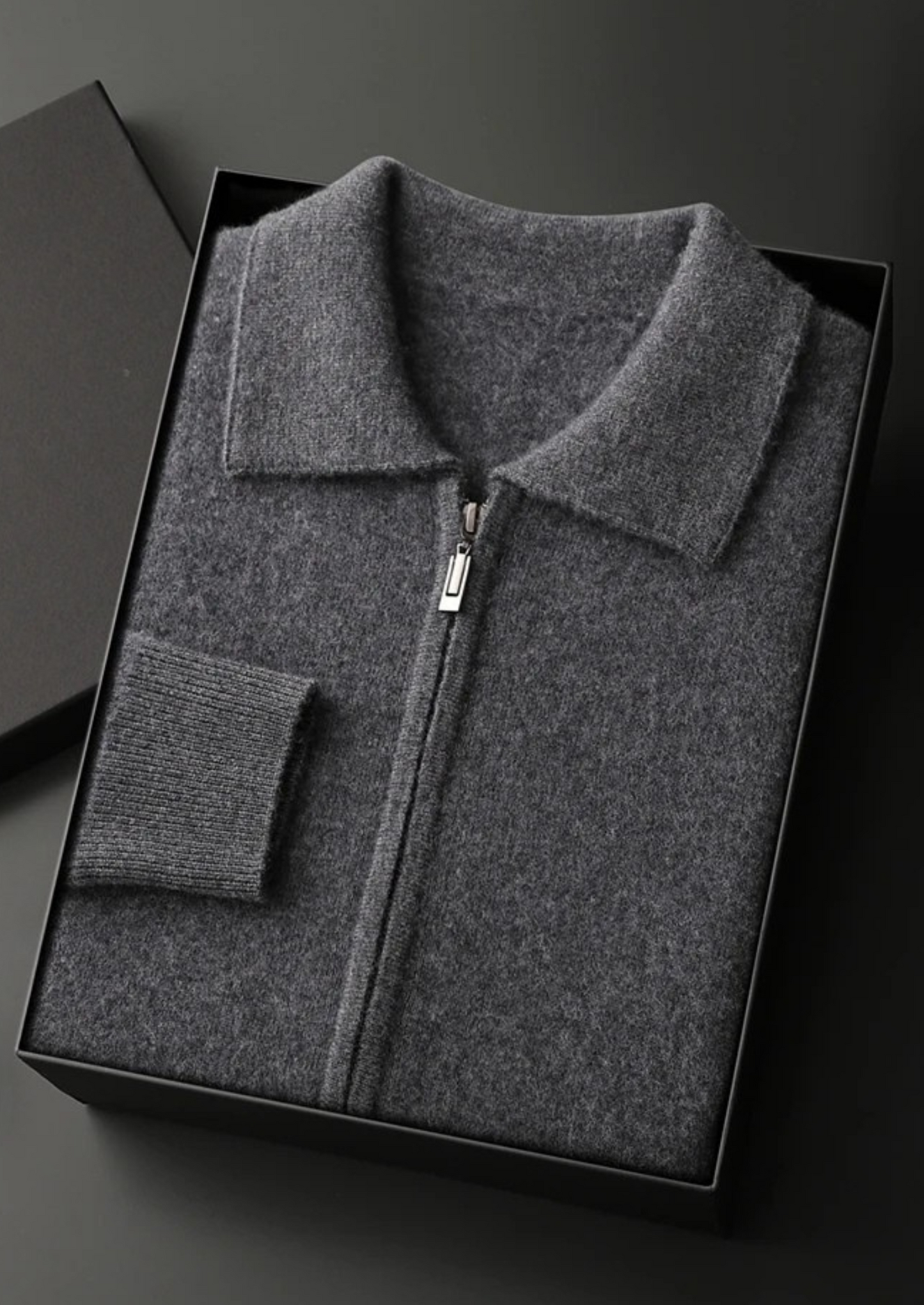 Premium Cashmere Zip Polo Cardigan | Castielli