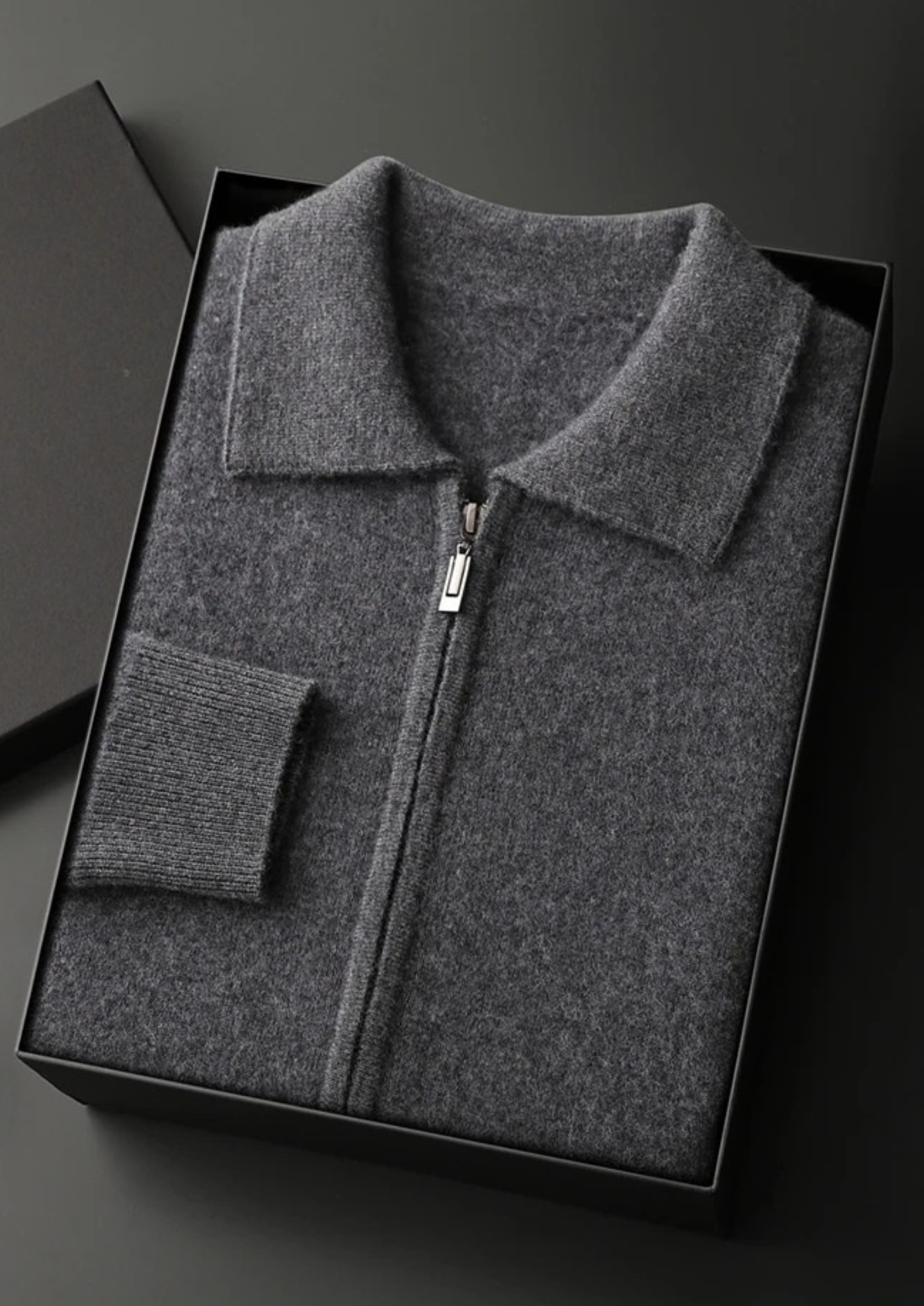 Premium Cashmere Zip Polo Cardigan | Castielli