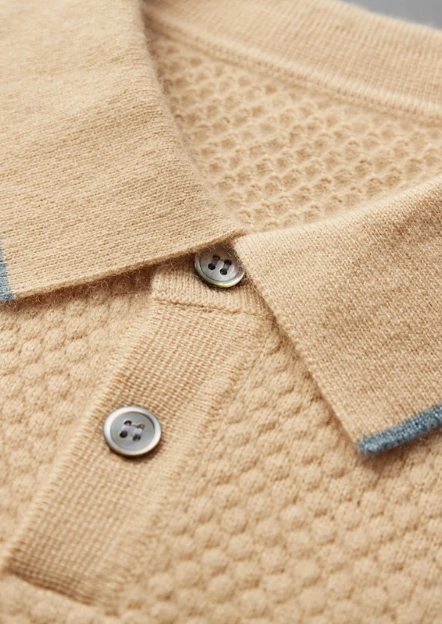 Premium Cashmere Mustard Two-Tone Polo | Castielli