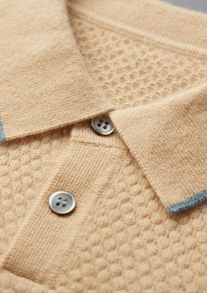 Premium Cashmere Mustard Two-Tone Polo | Castielli