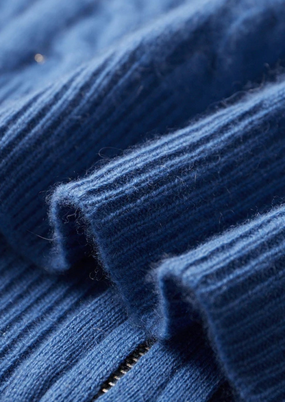Premium Cashmere Cable Knit Zipper Hoodie | Castielli