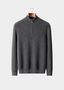Pure Cashmere Dark Gray Ribbed Half Zip