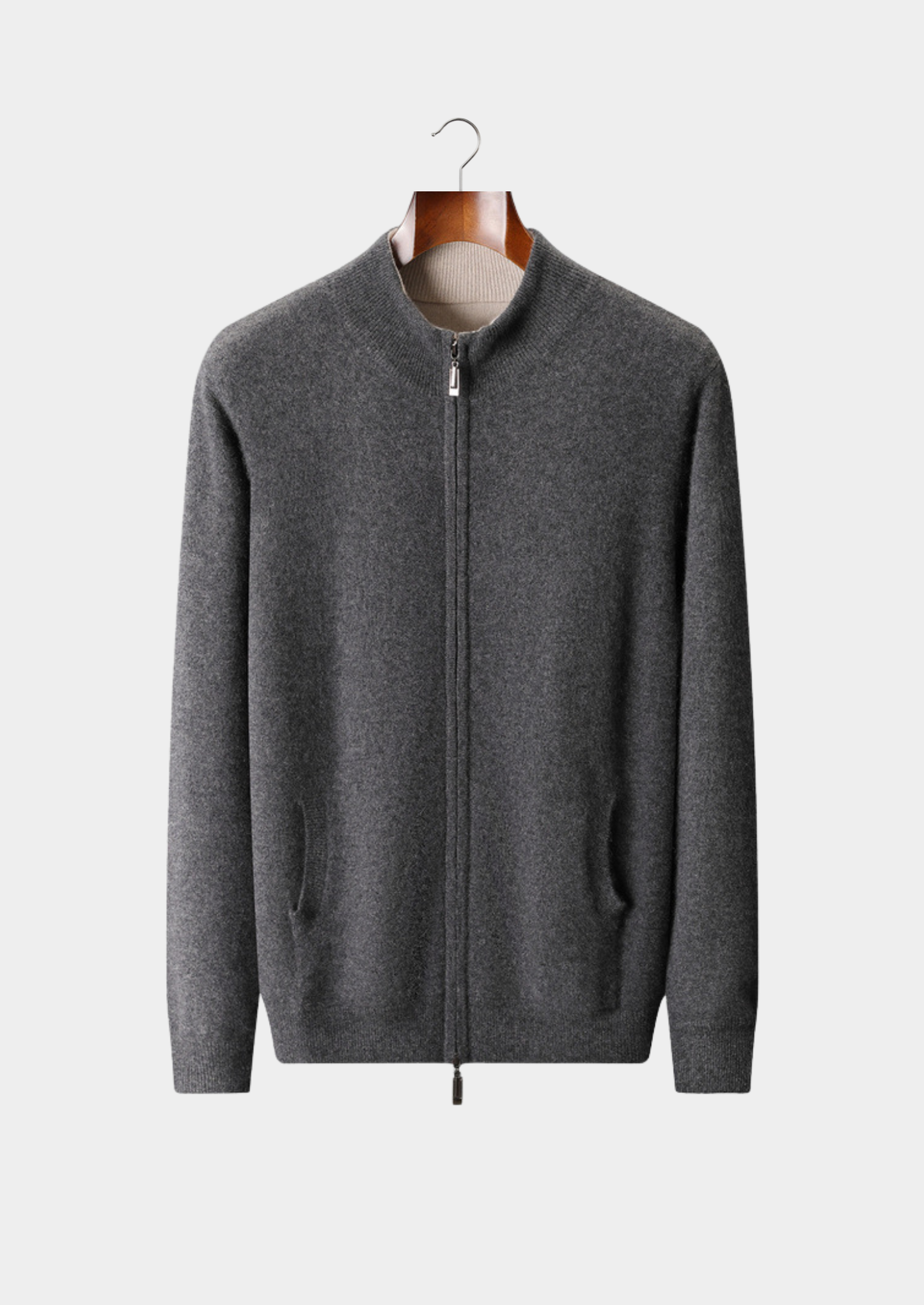 Pure Cashmere Heather Gray Dual Zip Cardigan | Castielli