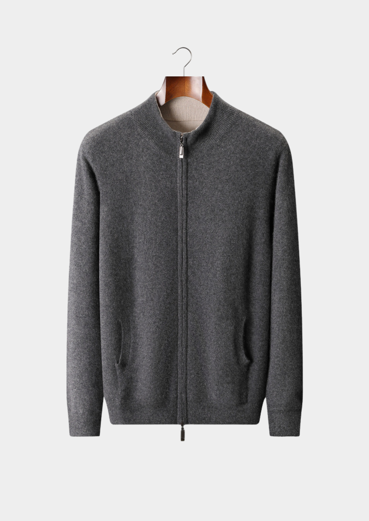 Pure Cashmere Heather Gray Dual Zip Cardigan | Castielli