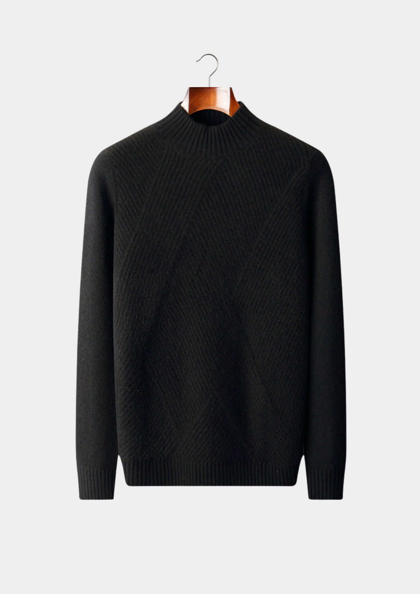 Pure Cashmere Black Patterned Mockneck | Castielli