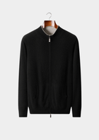 Pure Cashmere Black Dual Zip Cardigan