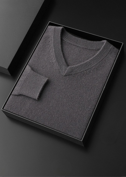 Pure Cashmere Essential V-Neck Sweater | Castielli