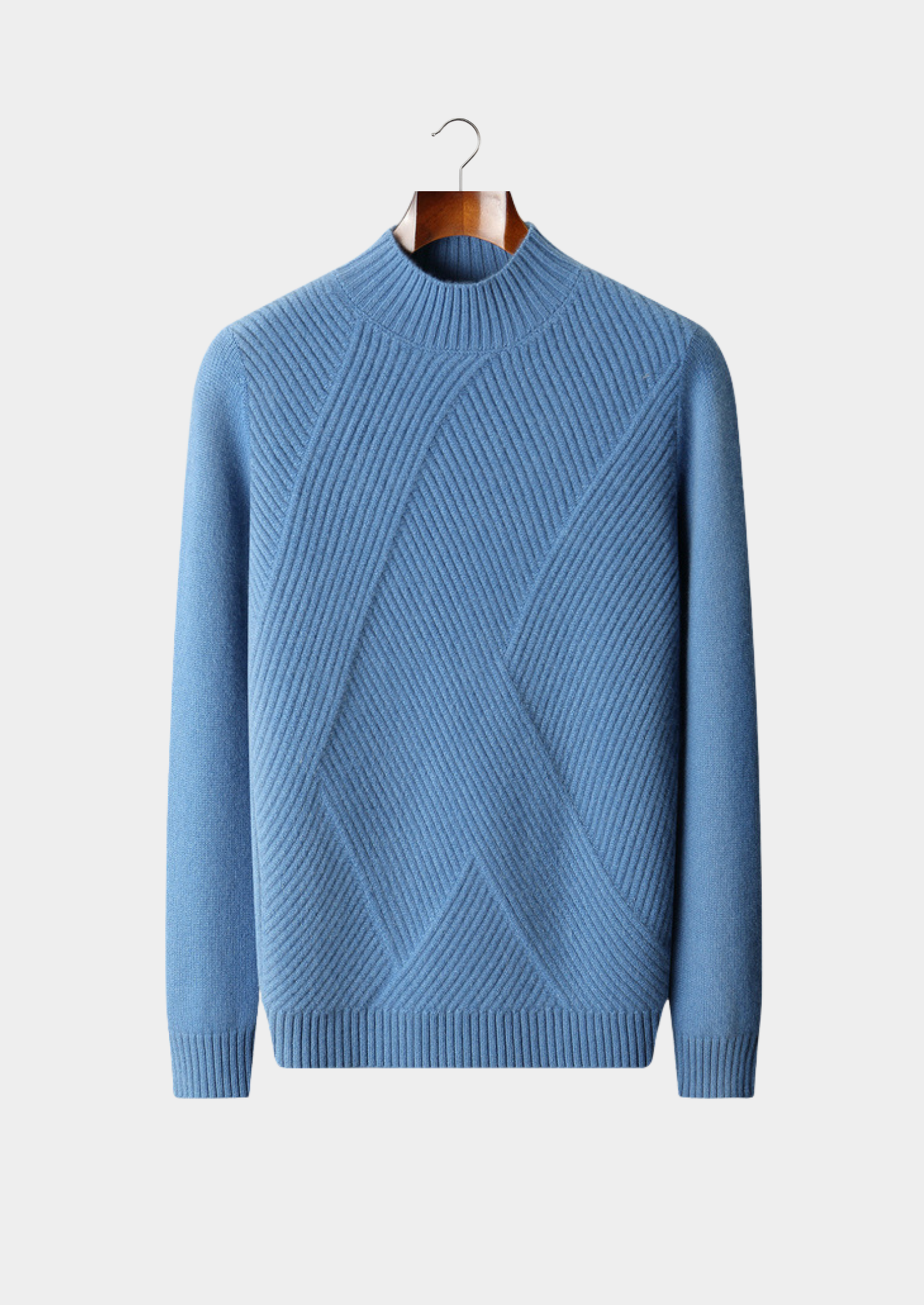 Pure Cashmere Sky Blue Patterned Mockneck | Castielli