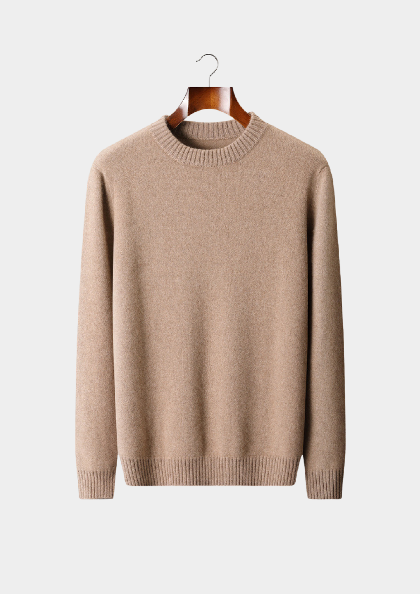 Pure Cashmere Beige Essential Crewneck | Castielli
