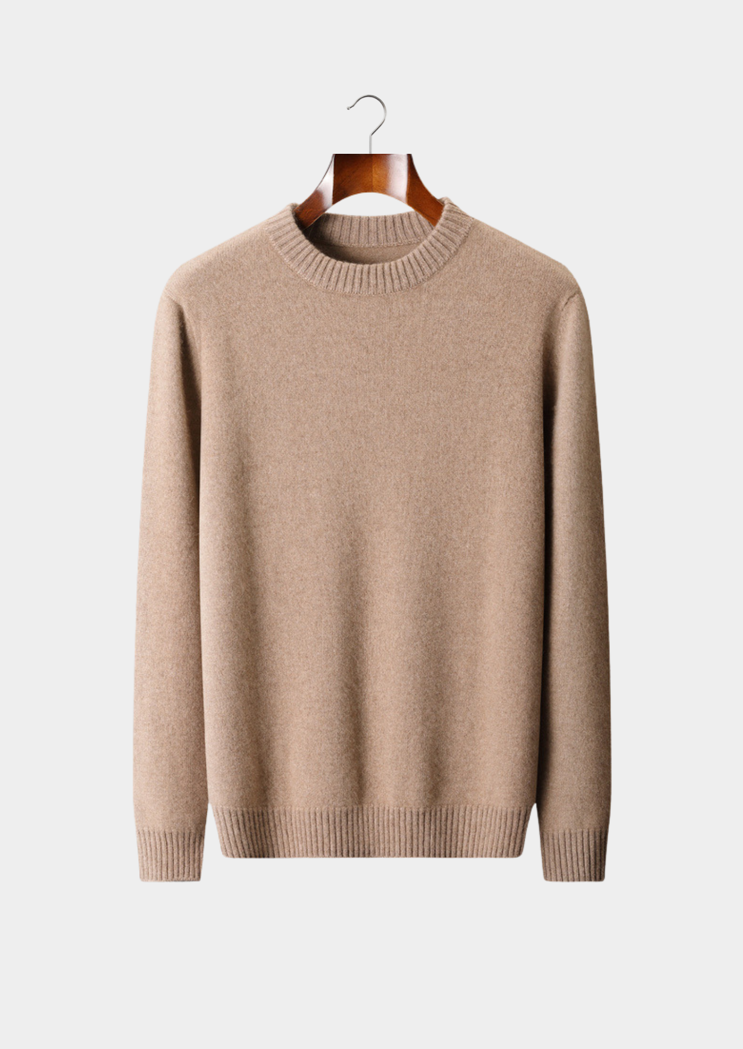 Pure Cashmere Beige Essential Crewneck | Castielli