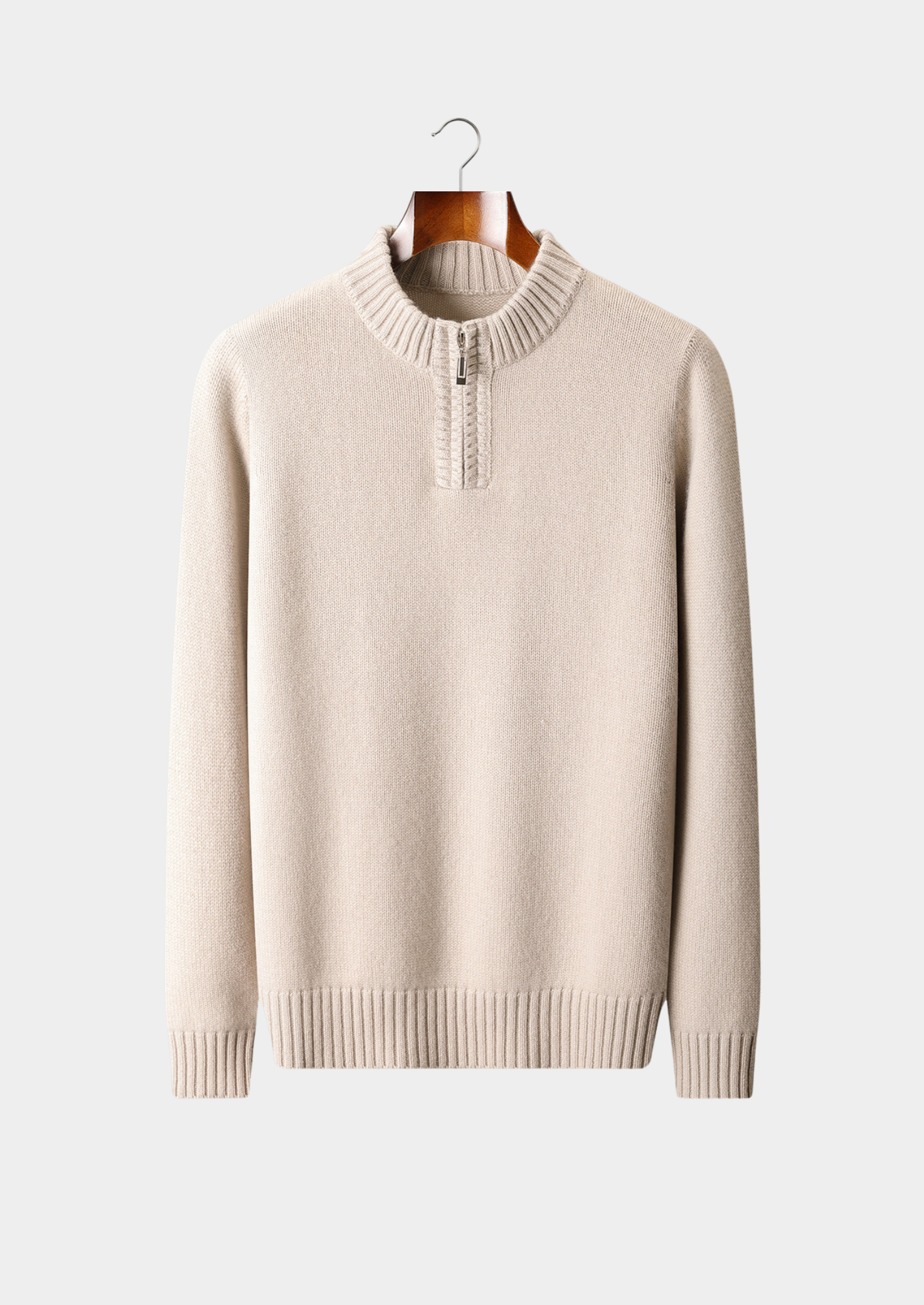 Pure Cashmere Off White Half Zip Sweater | Castielli