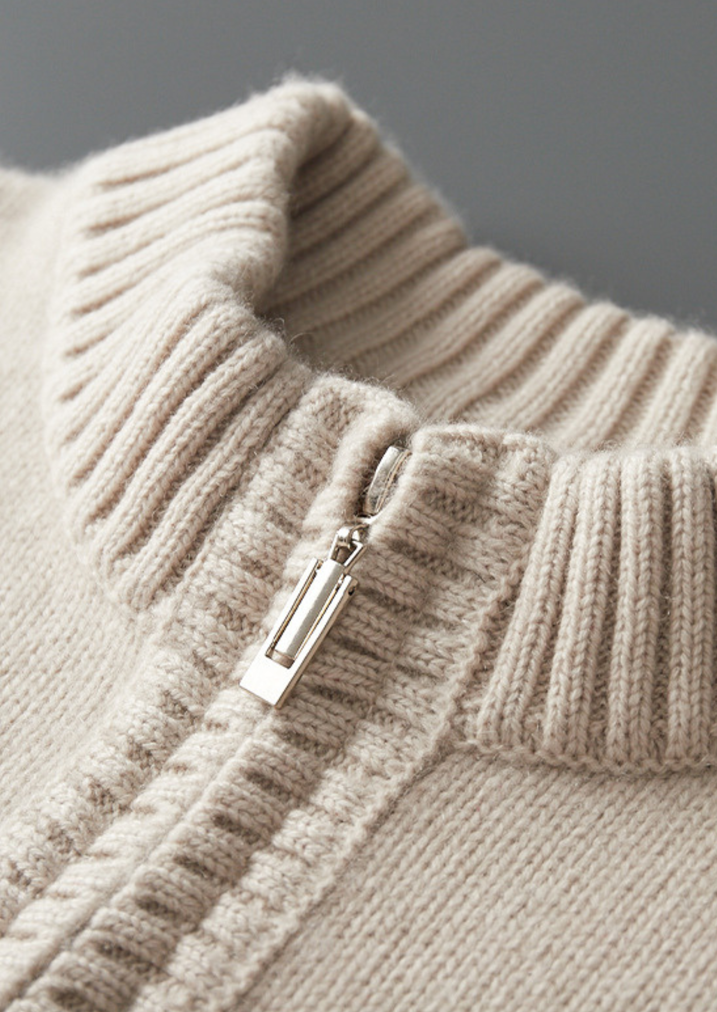 Pure Cashmere Off White Half Zip Sweater | Castielli