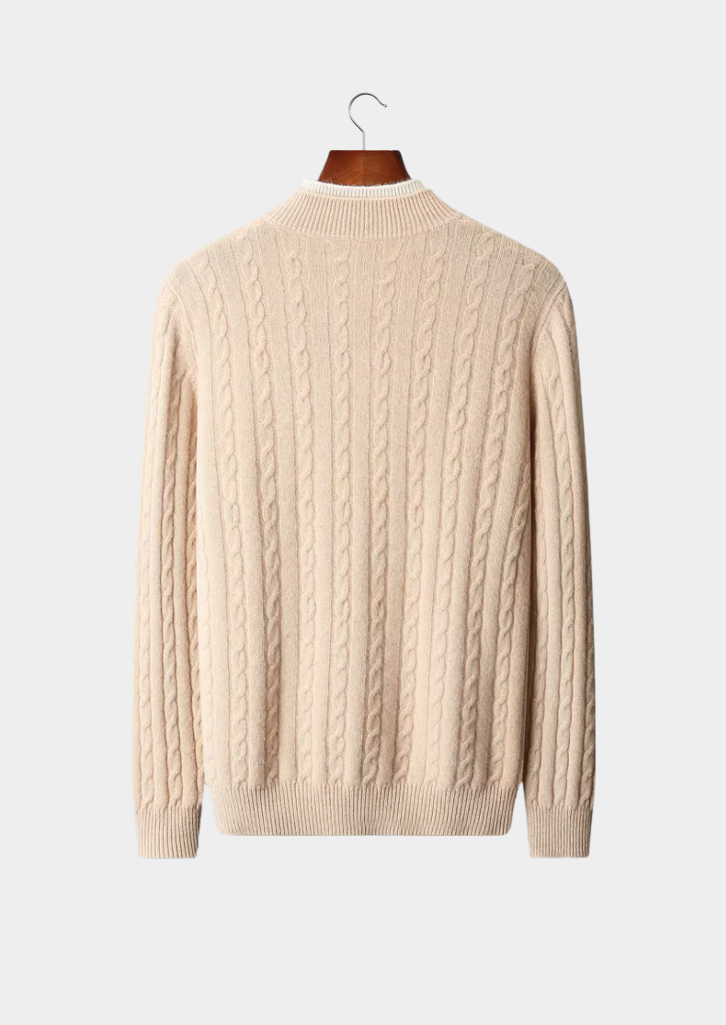 Pure Extra-Fine Merino Wool Cable Knit Henley Sweater | Castielli