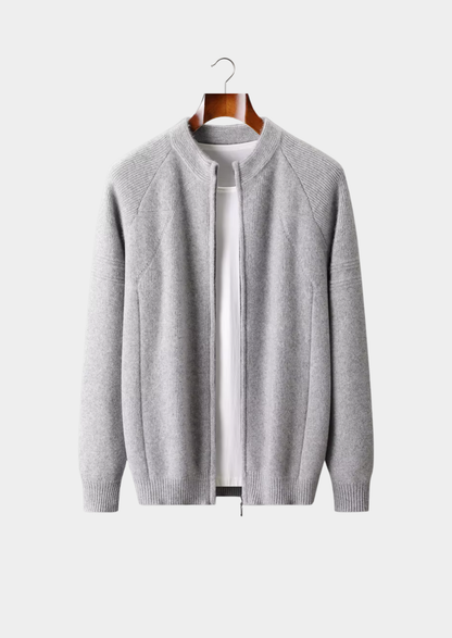 Pure Extra-Fine Merino Wool Ribbed Zip Cardigan | Castielli