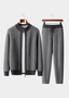 Pure Extra-Fine Merino Wool Gray Herringbone Set