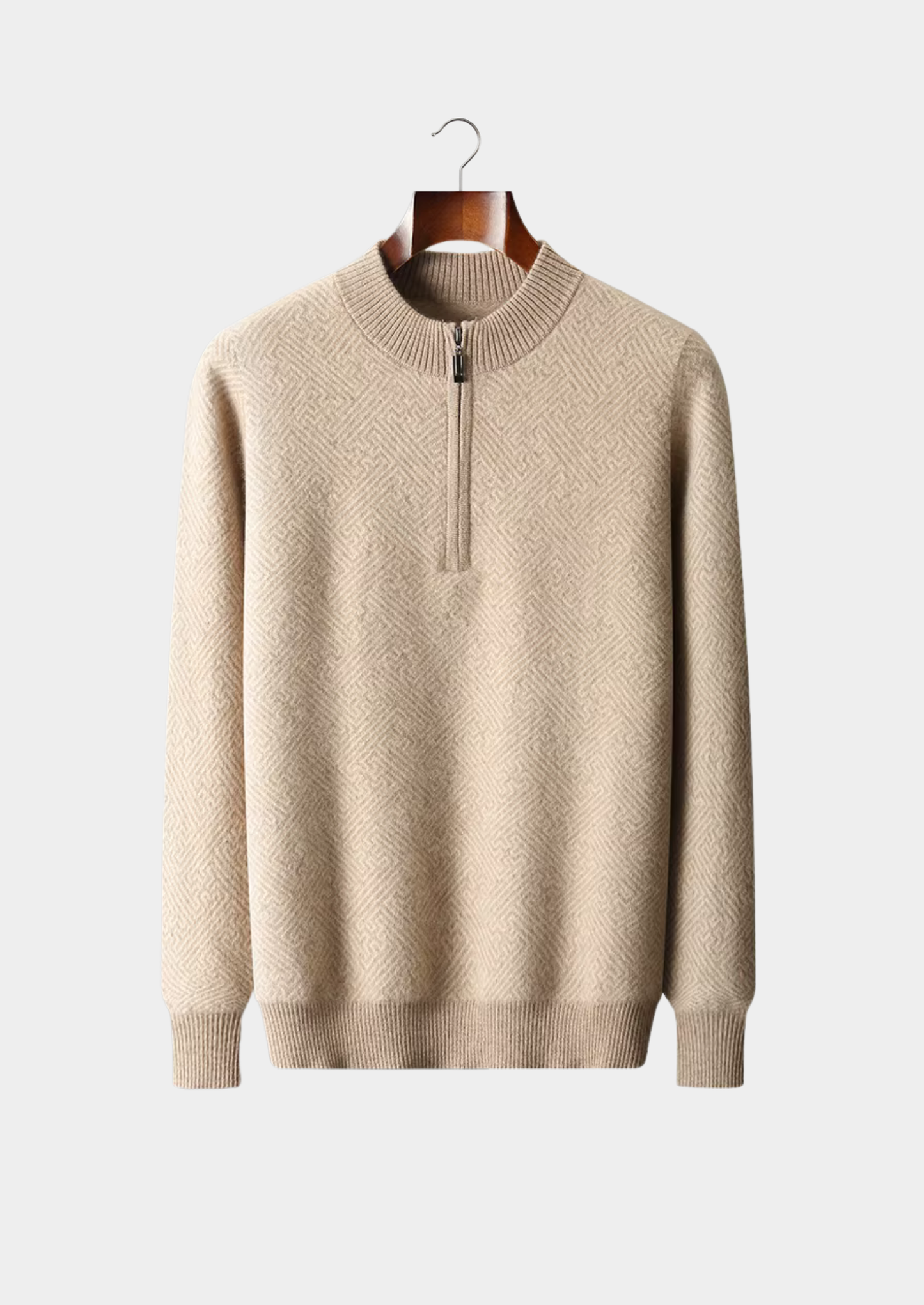 Premium Cashmere Patterned Half-Zip Sweater | Castielli