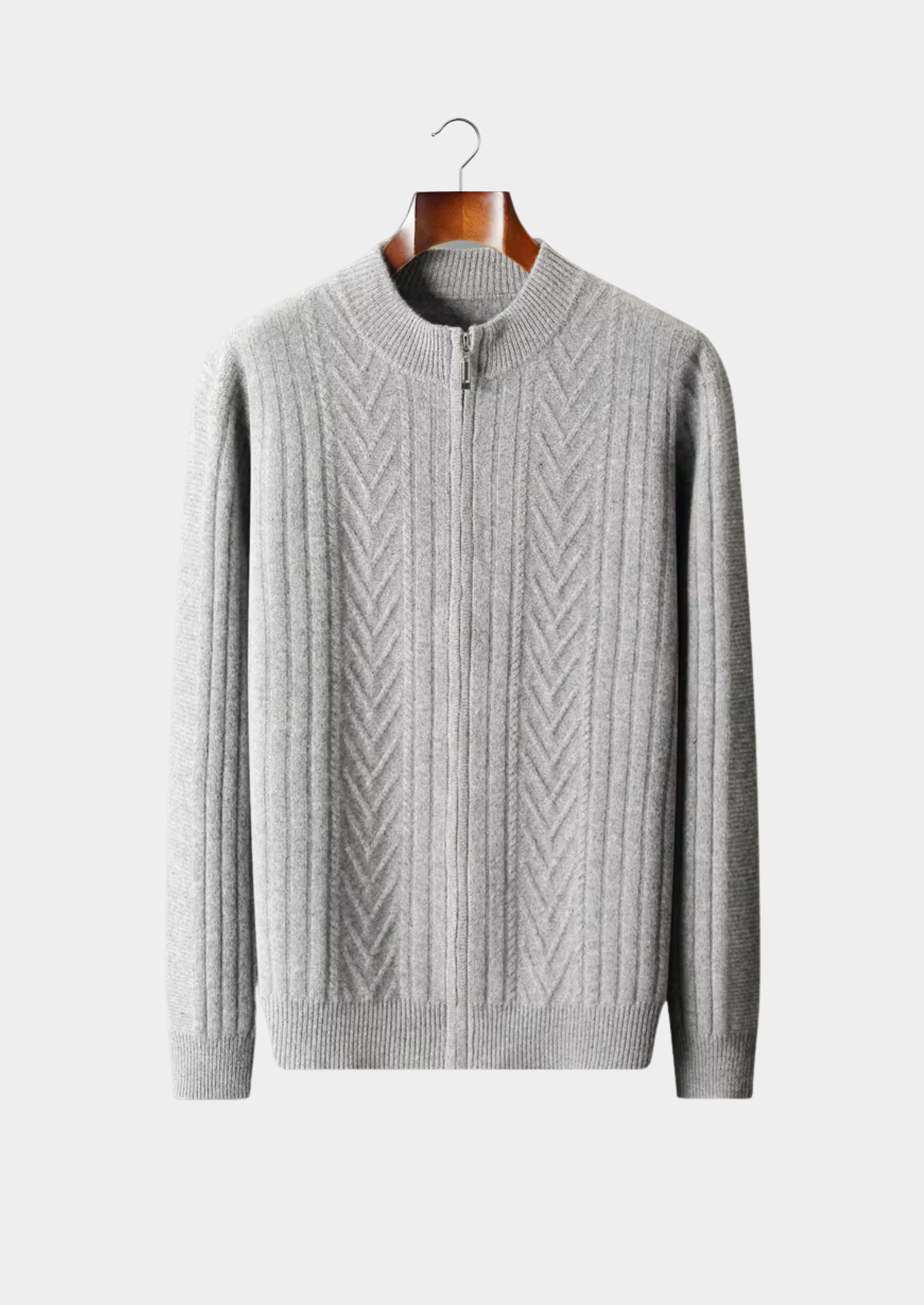 Pure Extra-Fine Merino Wool Patterned Zip Cardigan | Castielli
