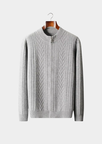 Pure Extra-Fine Merino Wool Patterned Zip Cardigan | Castielli