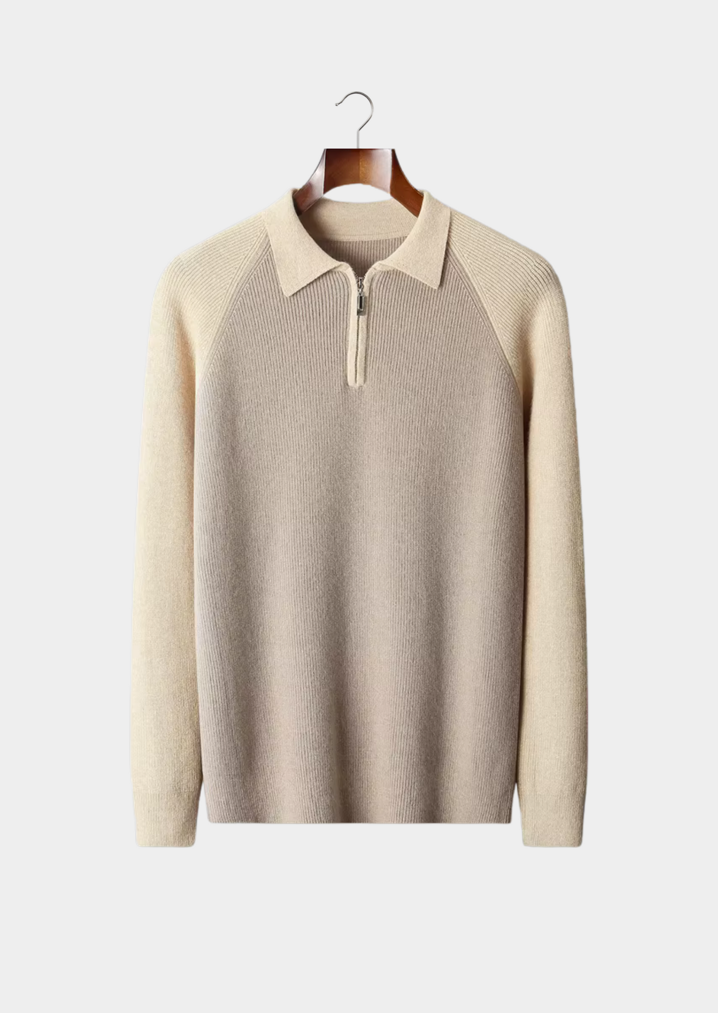 Pure Extra-Fine Merino Wool Two Tone Zipper Sweater Polo | Castielli