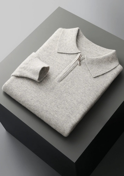 Pure Extra-Fine Merino Wool Half Zip Polo | Castielli