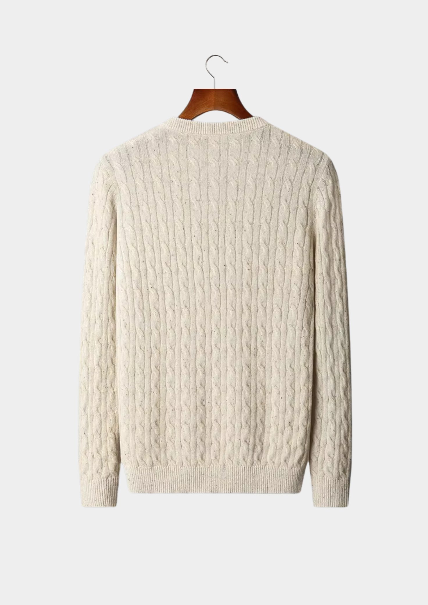 Pure Extra-Fine Merino Wool Nepped Cable Crewneck | Castielli