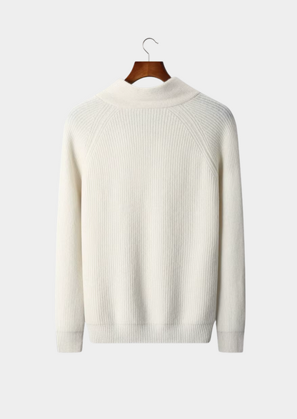 Premium Cashmere Ribbed V-Neck Sweater | Castielli