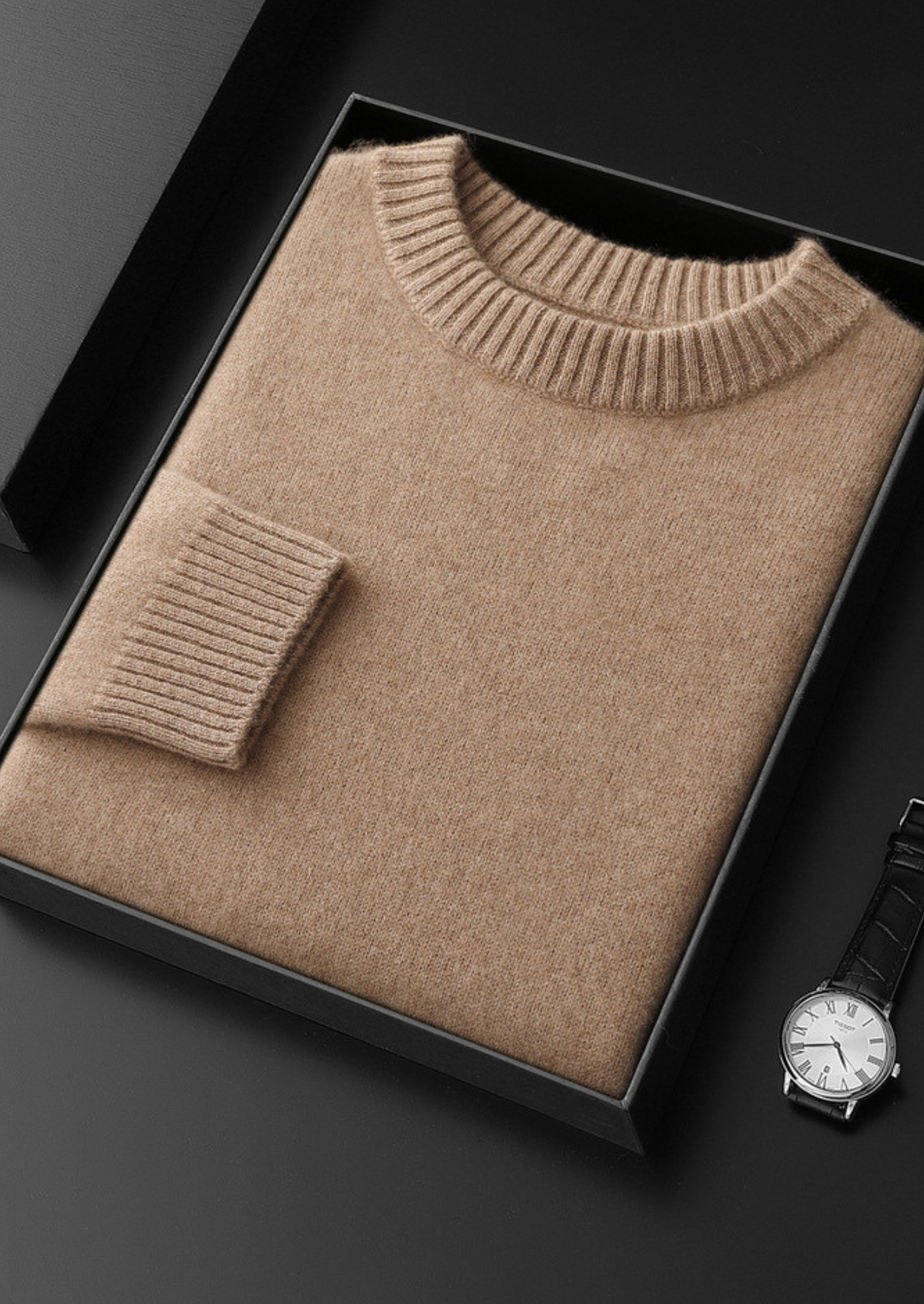 Pure Cashmere Beige Essential Crewneck | Castielli